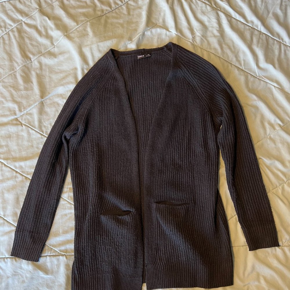 🎸 SHEIN DUAL POCKET OPEN FRONT CARDIGAN BLACK 🎸
